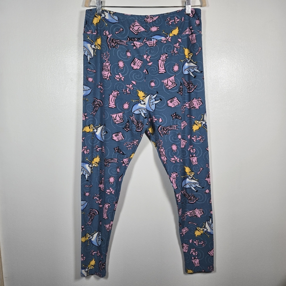LuLaRoe Disney Alice In Wonderland Leggings Pants Womens Plus Size TC2